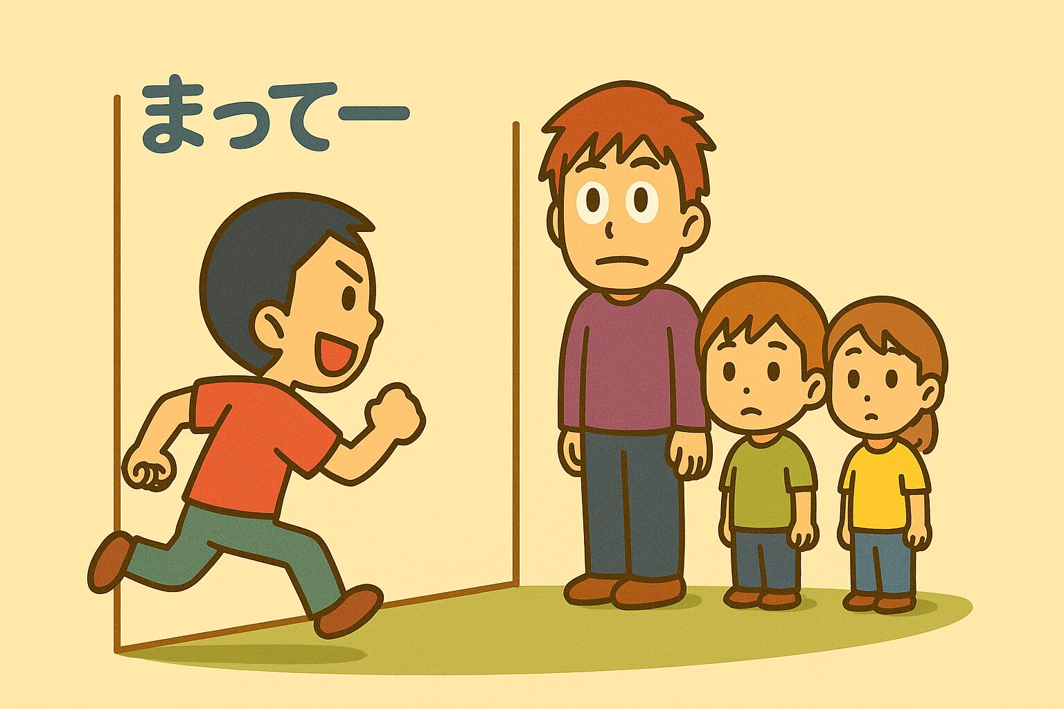 タッカーズがすでに乗っているエレベーターに、最後のひと枠を目指して男性が走ってきているシーン。 「ブザー直前の攻防！最後のひと枠に迫る男」 タッカーズが先に乗っていたエレベーター。あとから来た男性がラスト1枠に突進中──ブザーが鳴る気配が漂う場面。