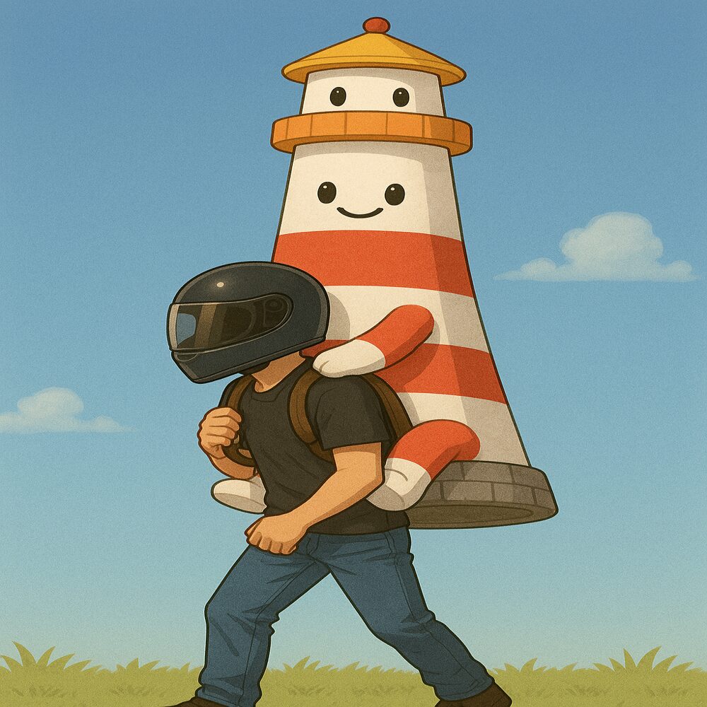 友達とバイクで二人乗りをする時のイメージ画。友達170cm、タッカーズ189cmのレーサーレプリカのバイクの二人乗りするとこんな感じ。