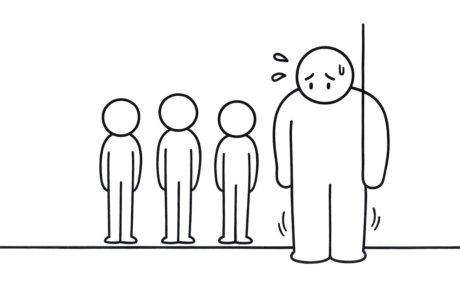 駅のホームでそわそわするハト胸兄さん